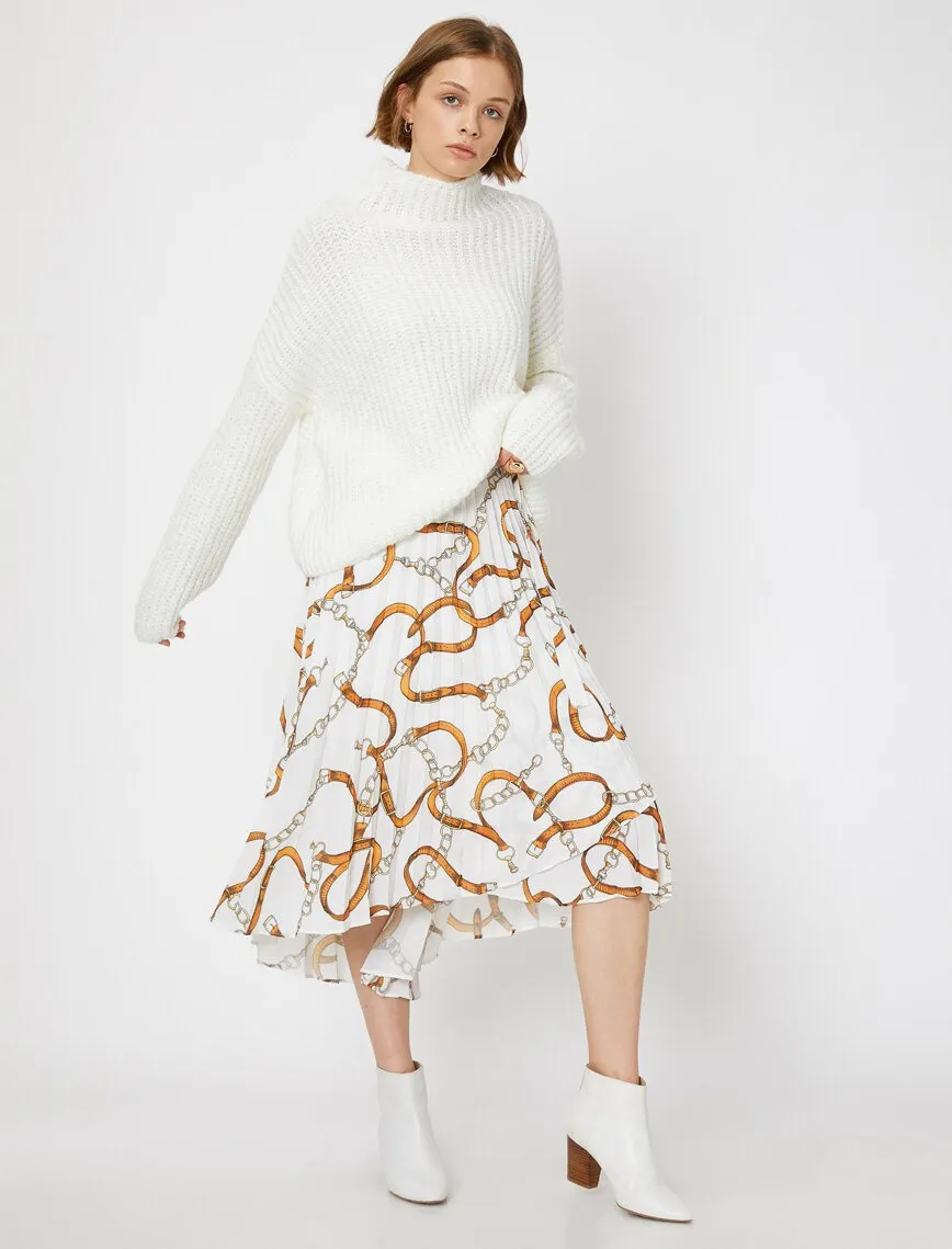 11885 Fawn Patterned Midi Skirt