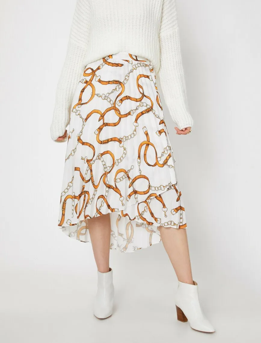 11885 Fawn Patterned Midi Skirt