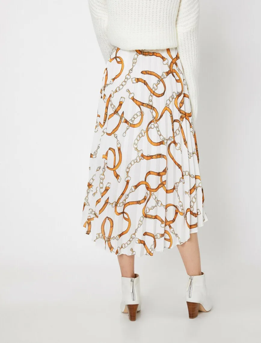 11885 Fawn Patterned Midi Skirt