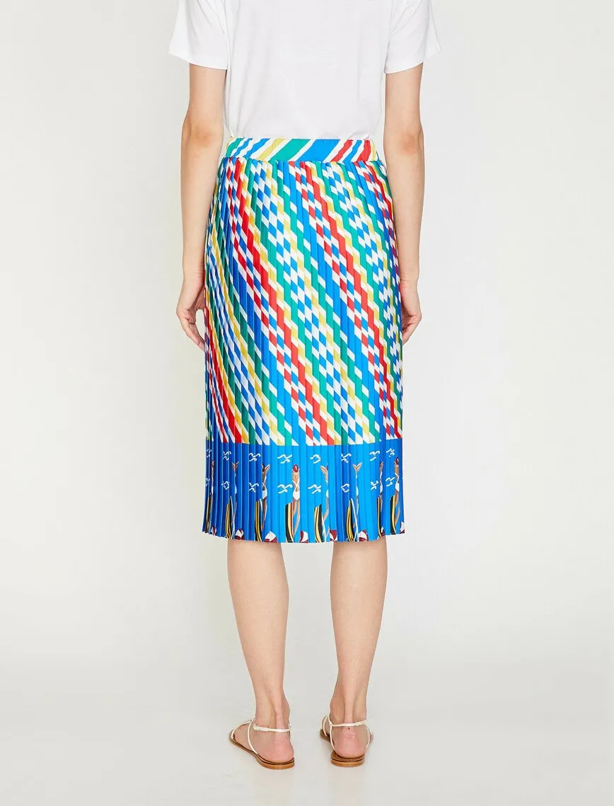 12147 Multi Colour Patterned Midi Skirt