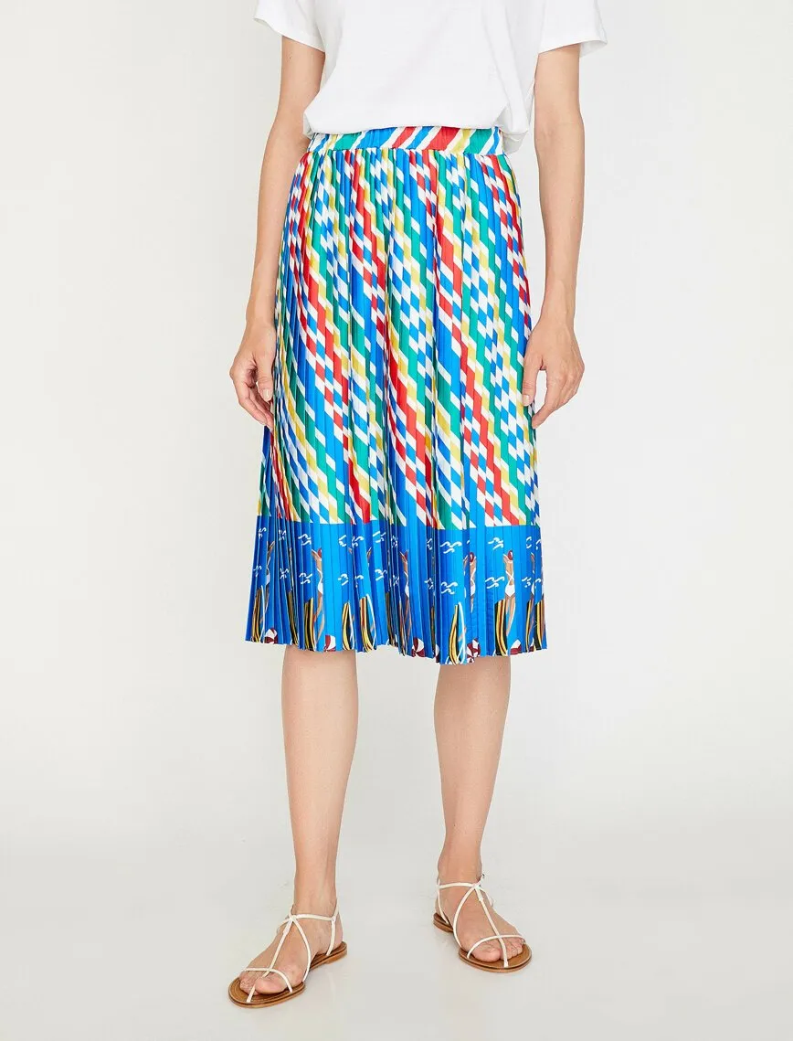 12147 Multi Colour Patterned Midi Skirt