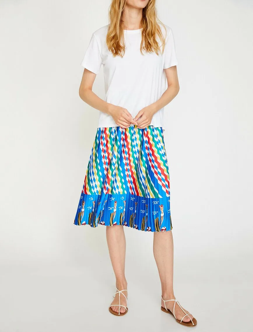 12147 Multi Colour Patterned Midi Skirt