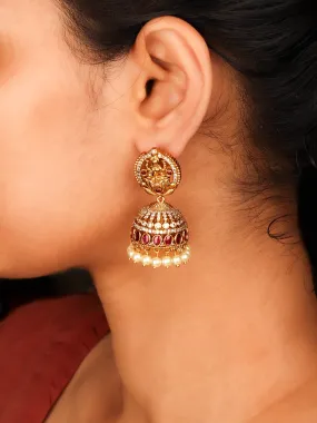 18k Gold Plated Elegant South Indian Nakshi Jhumka For Womens