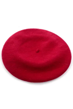 1990's Czech Raspberry Wool Vintage Beret Hat