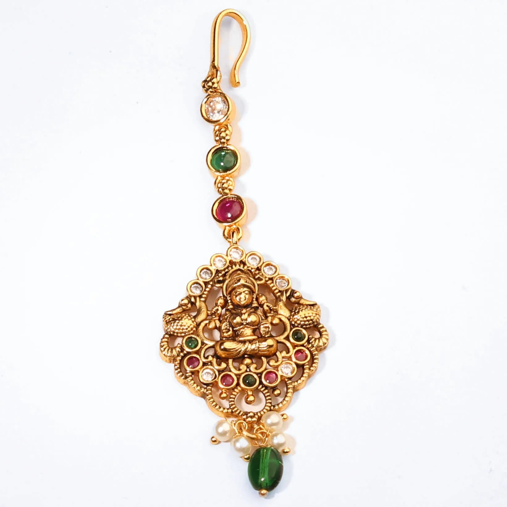 24k Gold Plated Traditional Nakshi Multicolour Maang Tikka