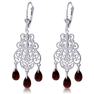 3.75 Carat 14K Solid White Gold Pathways Garnet Earrings