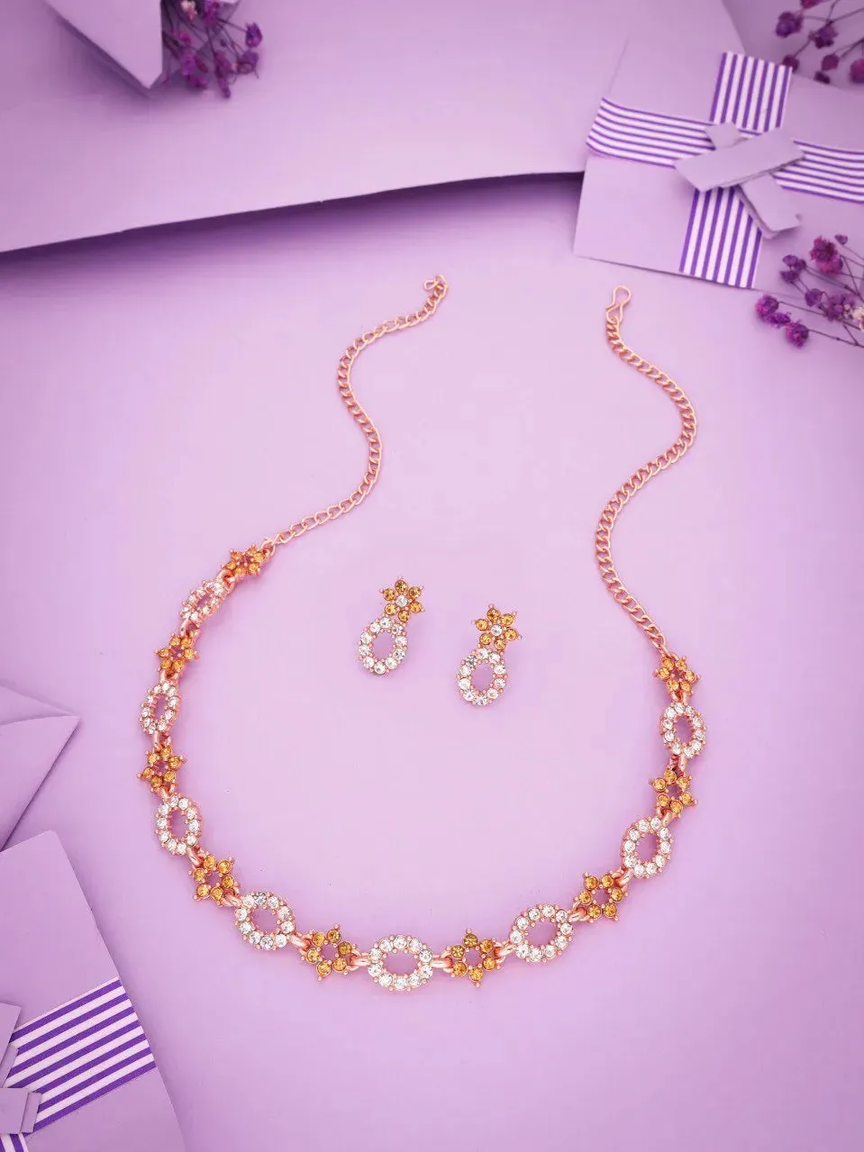 AD Gold Plated Yellow Jewellery Set