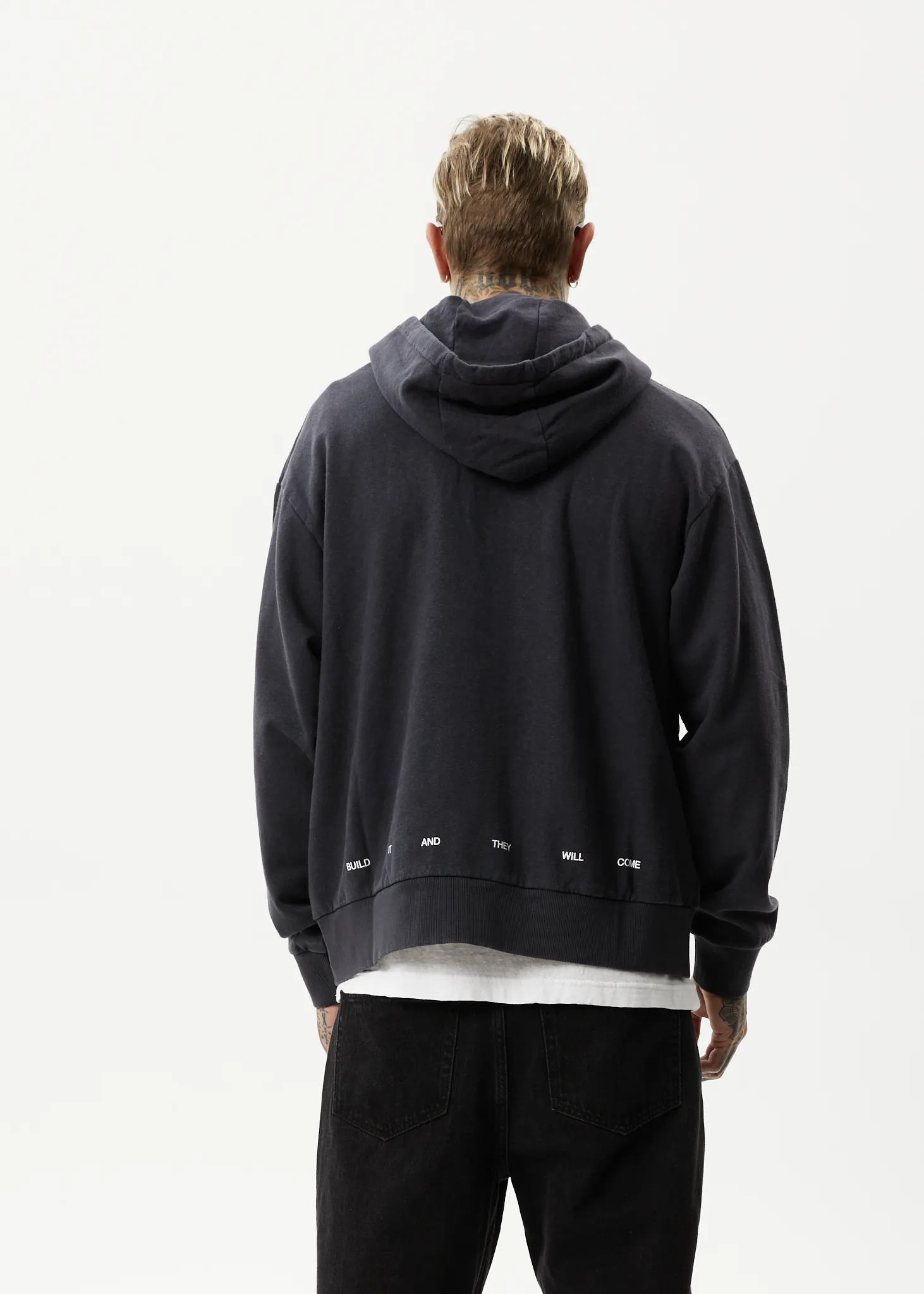 AFENDS Mens Build It - Graphic Hoodie - Charcoal