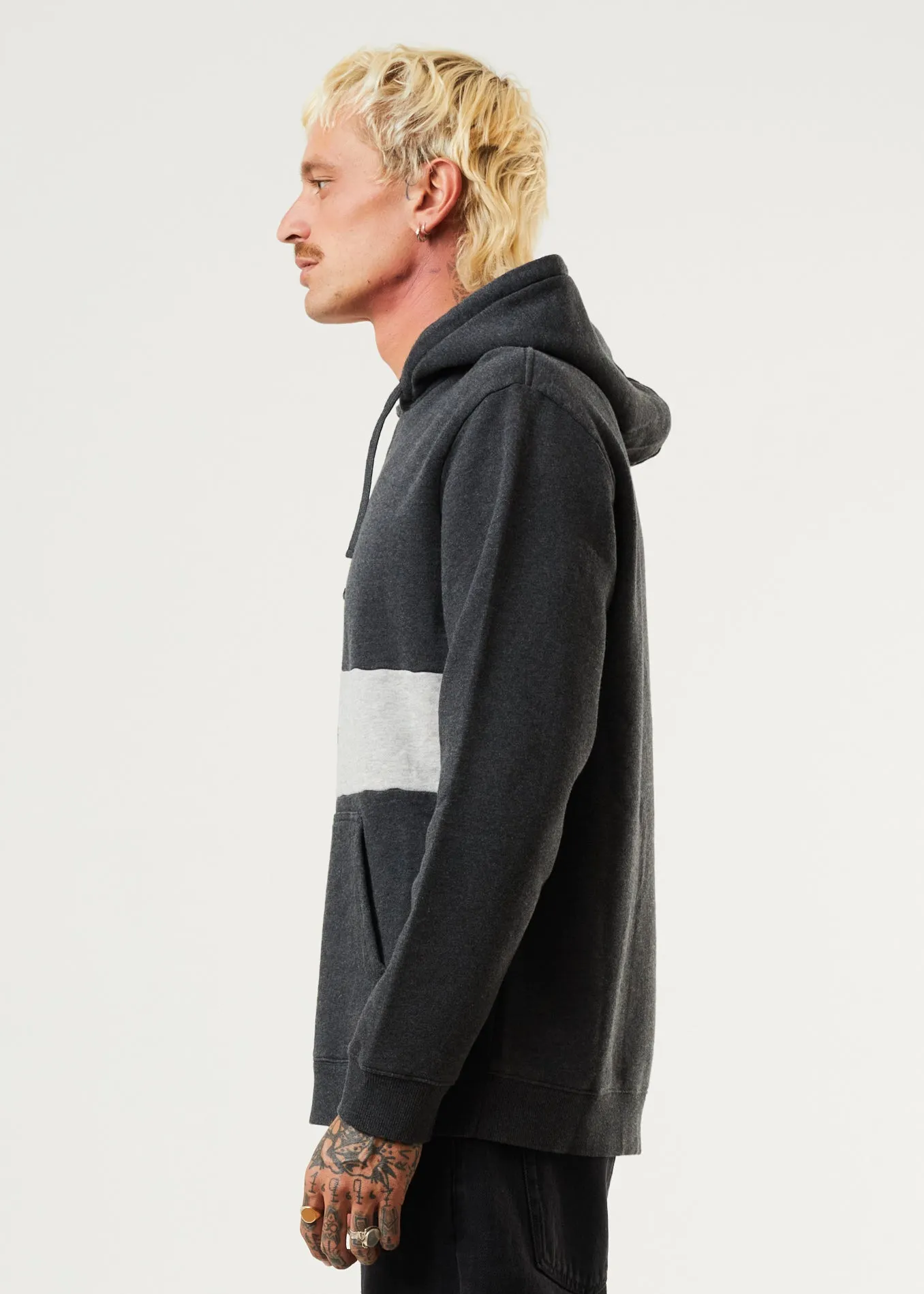 AFENDS Mens Panel - Hoodie - Black Marle