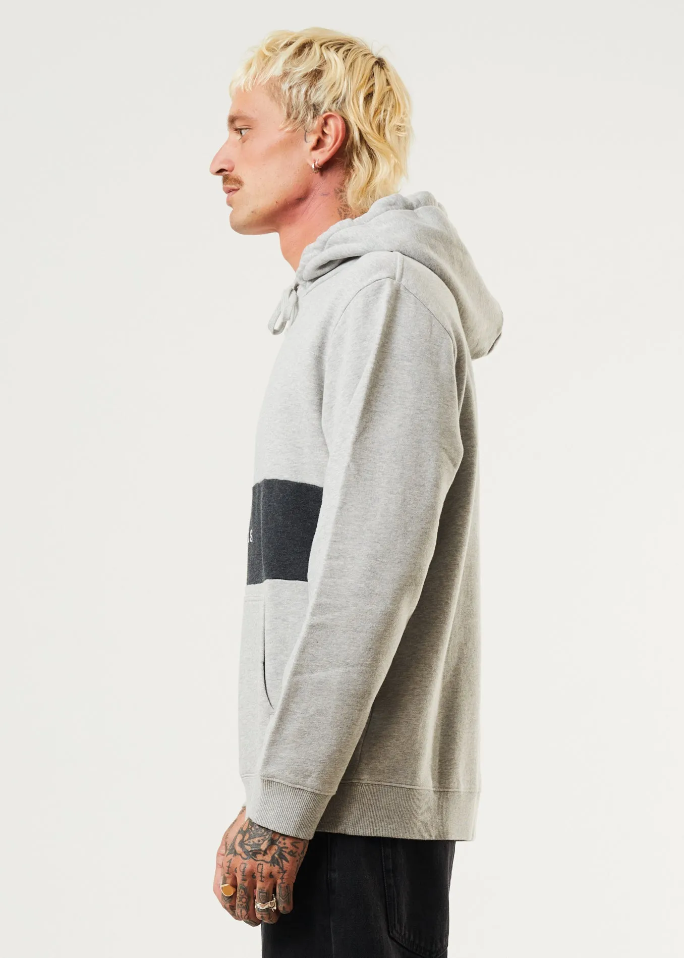 AFENDS Mens Panel - Hoodie - Grey Marle