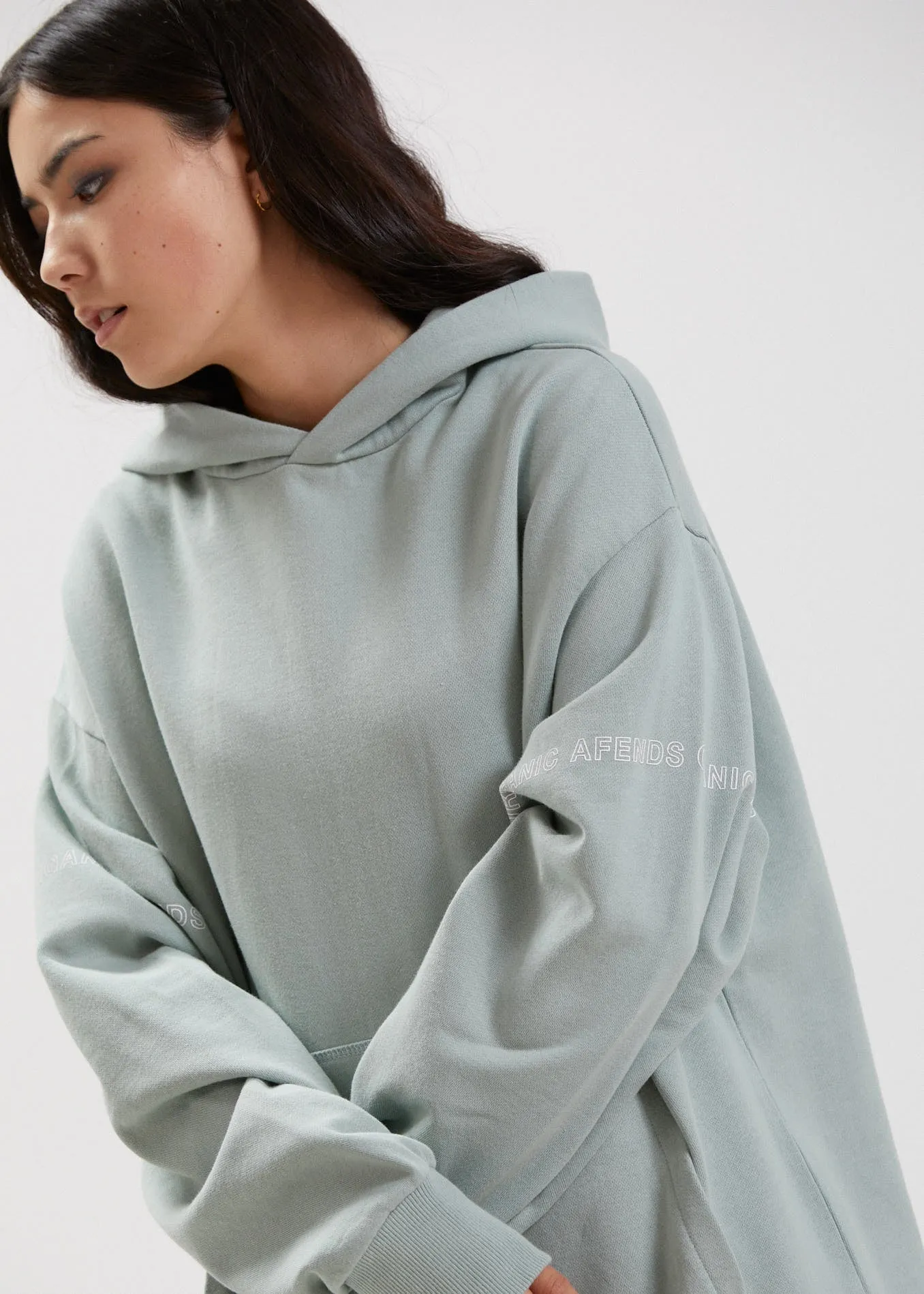 Afends Unisex Boundary - Unisex Organic Hoodie - Smoke Green