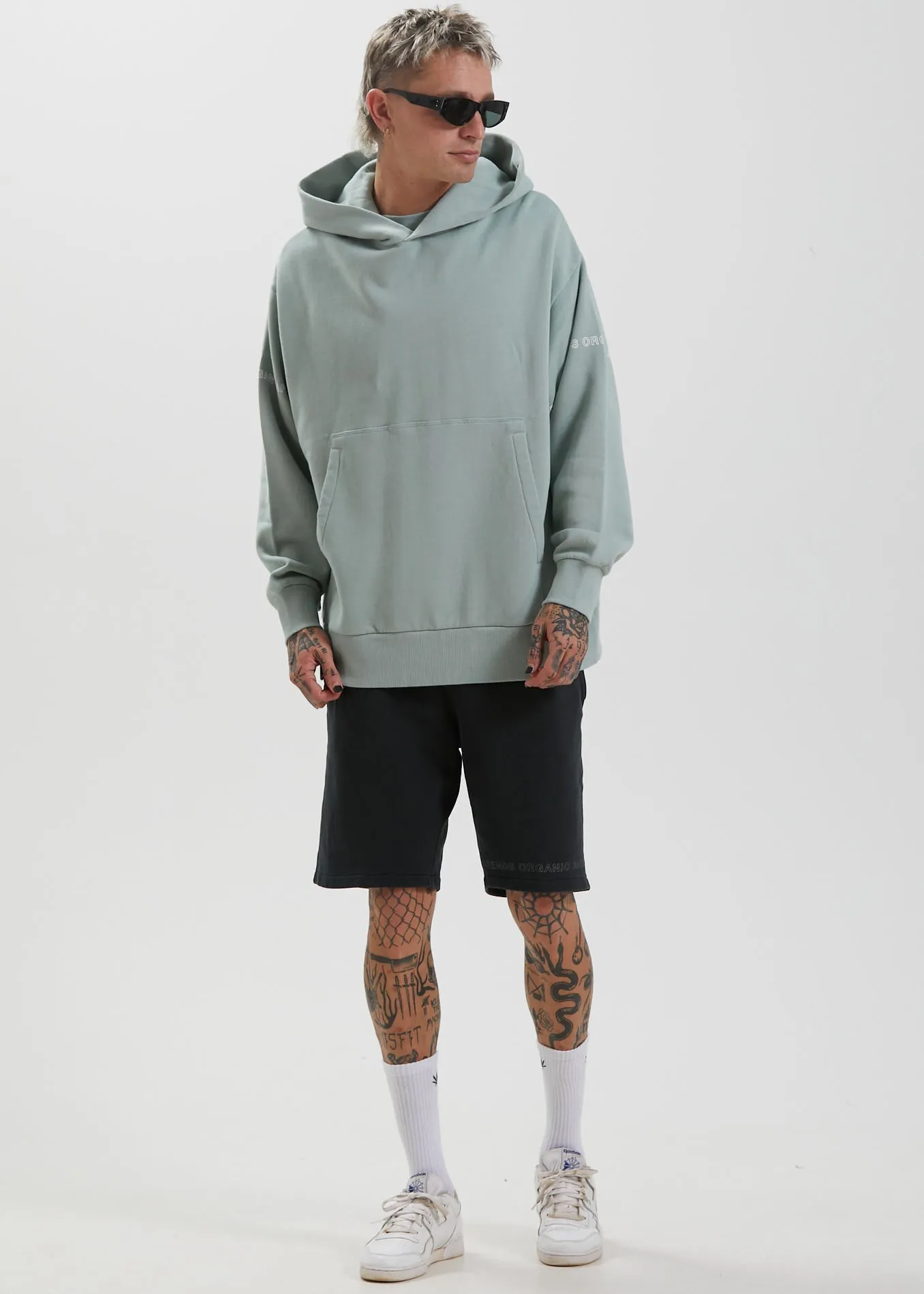 Afends Unisex Boundary - Unisex Organic Hoodie - Smoke Green