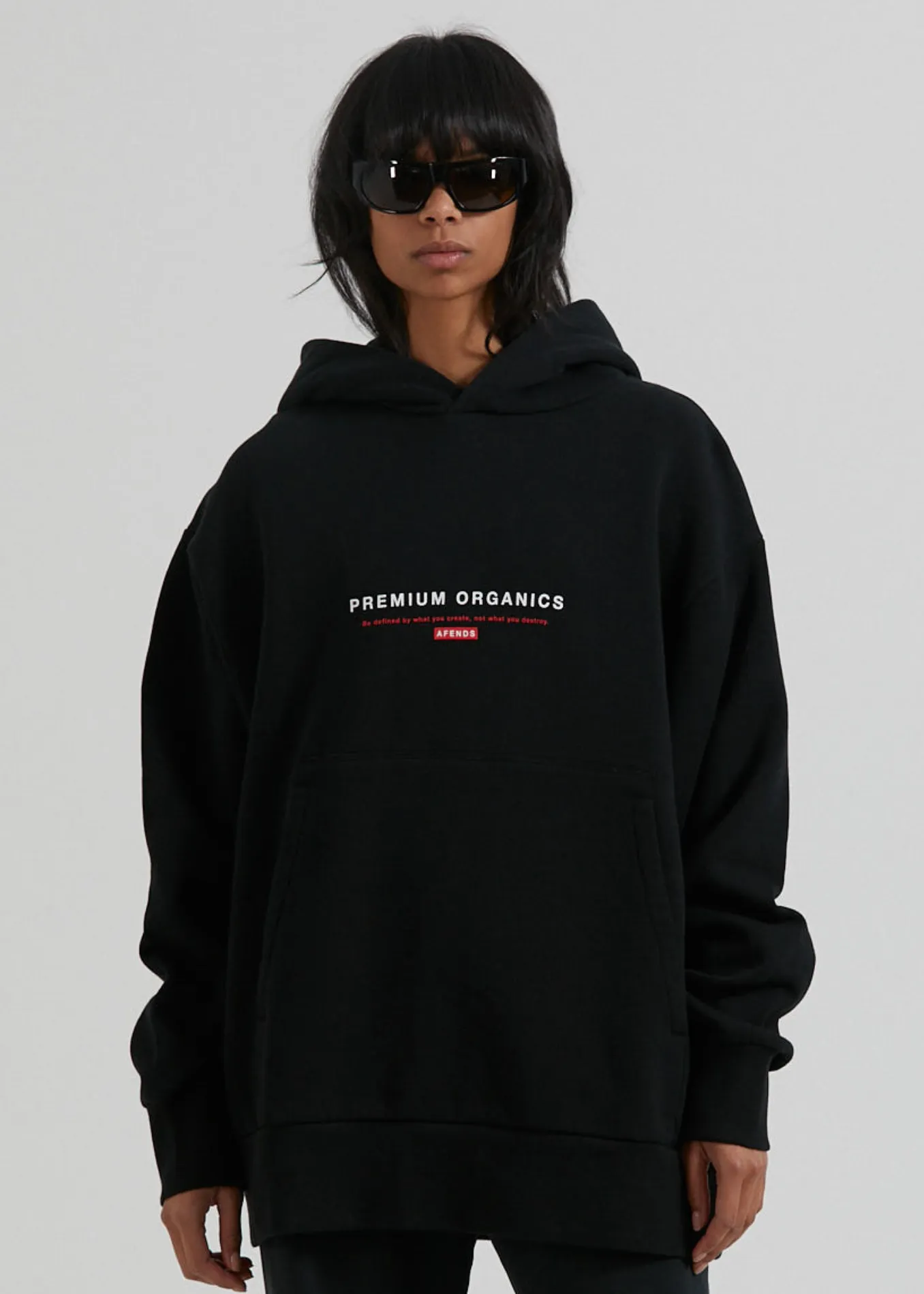 Afends Unisex Razor - Unisex Organic Oversized Hoodie - Black