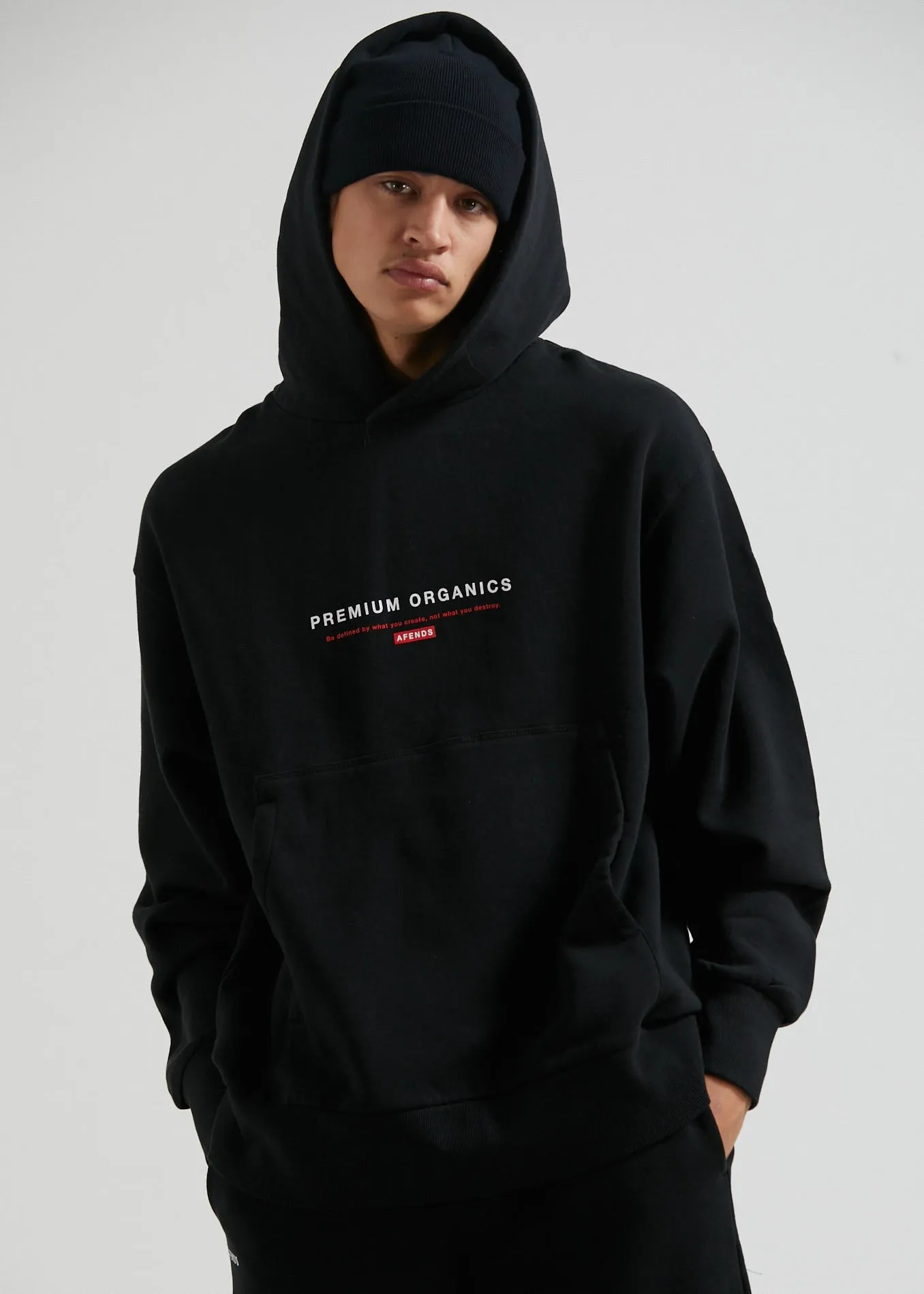 Afends Unisex Razor - Unisex Organic Oversized Hoodie - Black