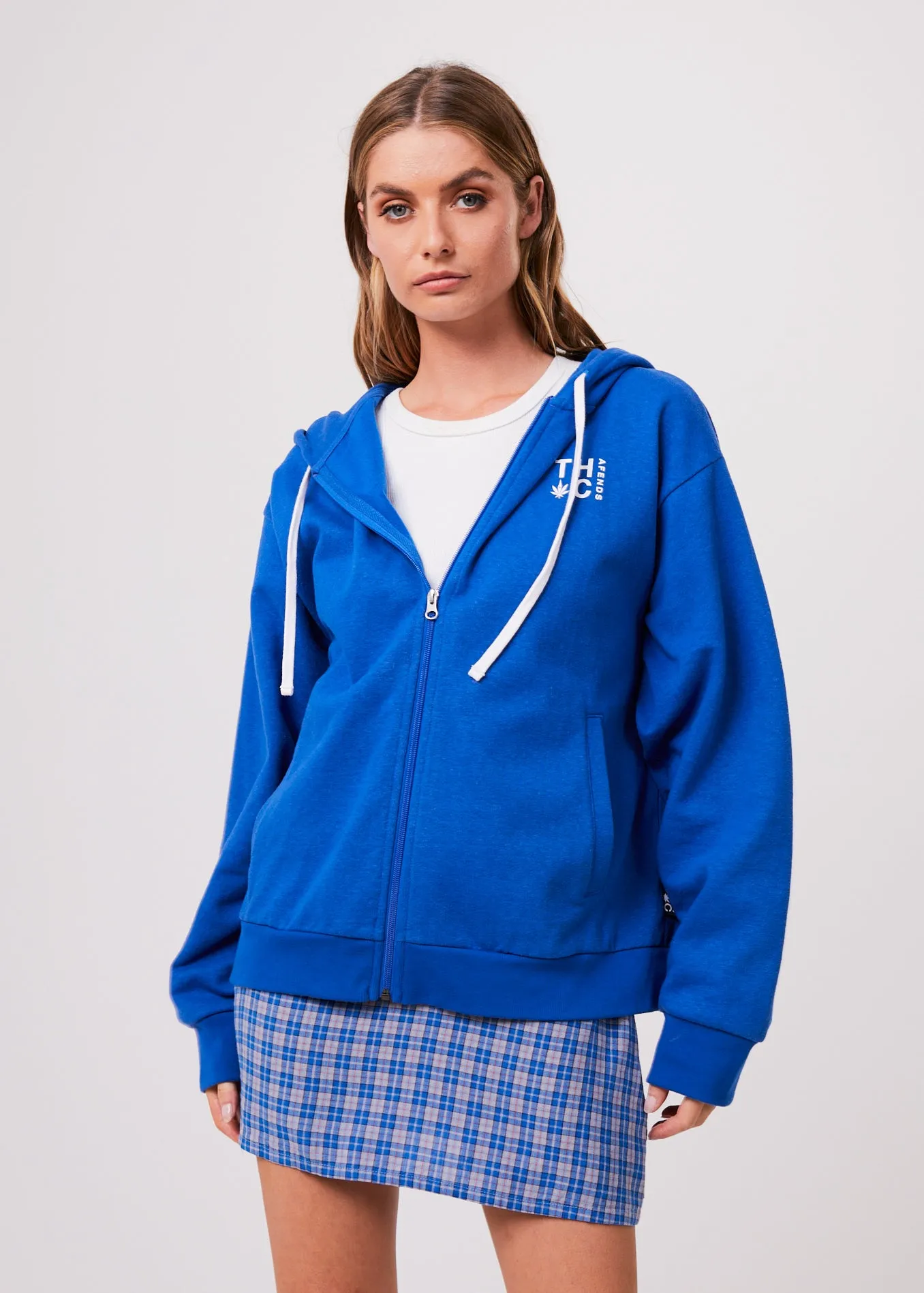 AFENDS Unisex Rolled Up - Unisex Zip Up Hoodie - Electric Blue