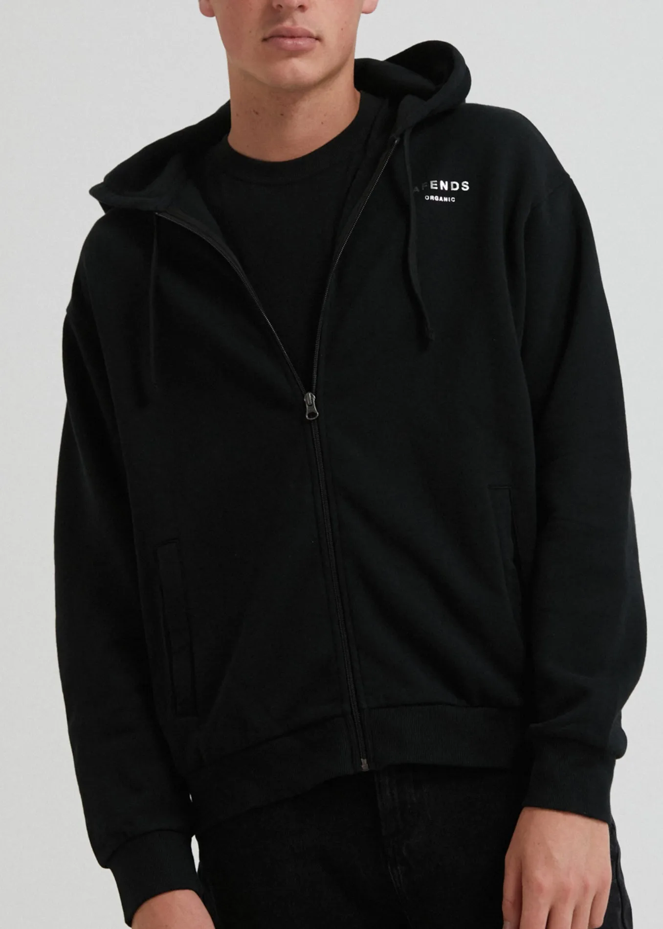 Afends Unisex Solitude - Unisex Organic Zip Up Hoodie - Black