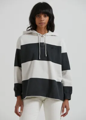 Afends Womens Disorder - Organic Striped Hoodie - Off White