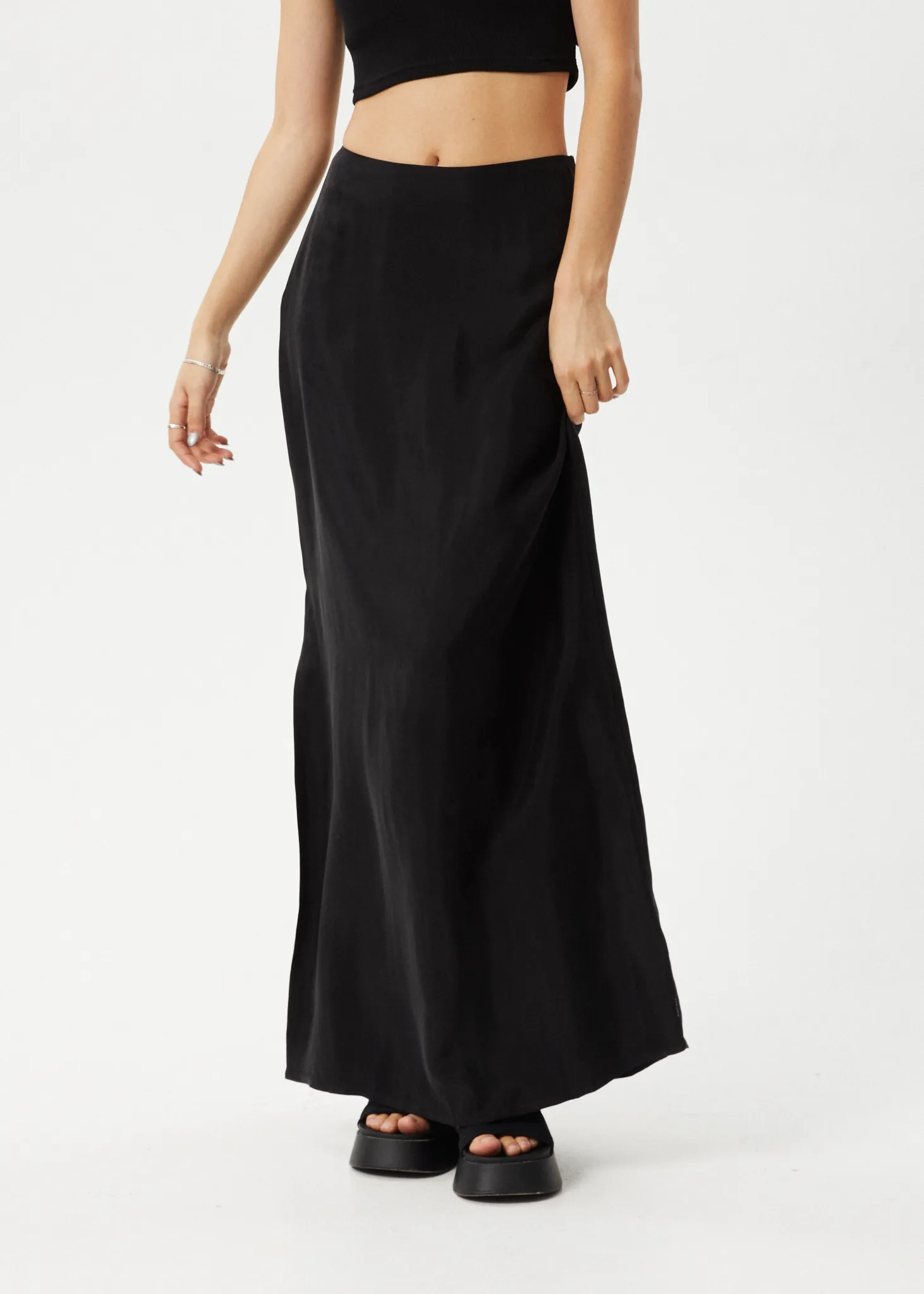 AFENDS Womens Grace - Cupro Maxi Skirt - Black