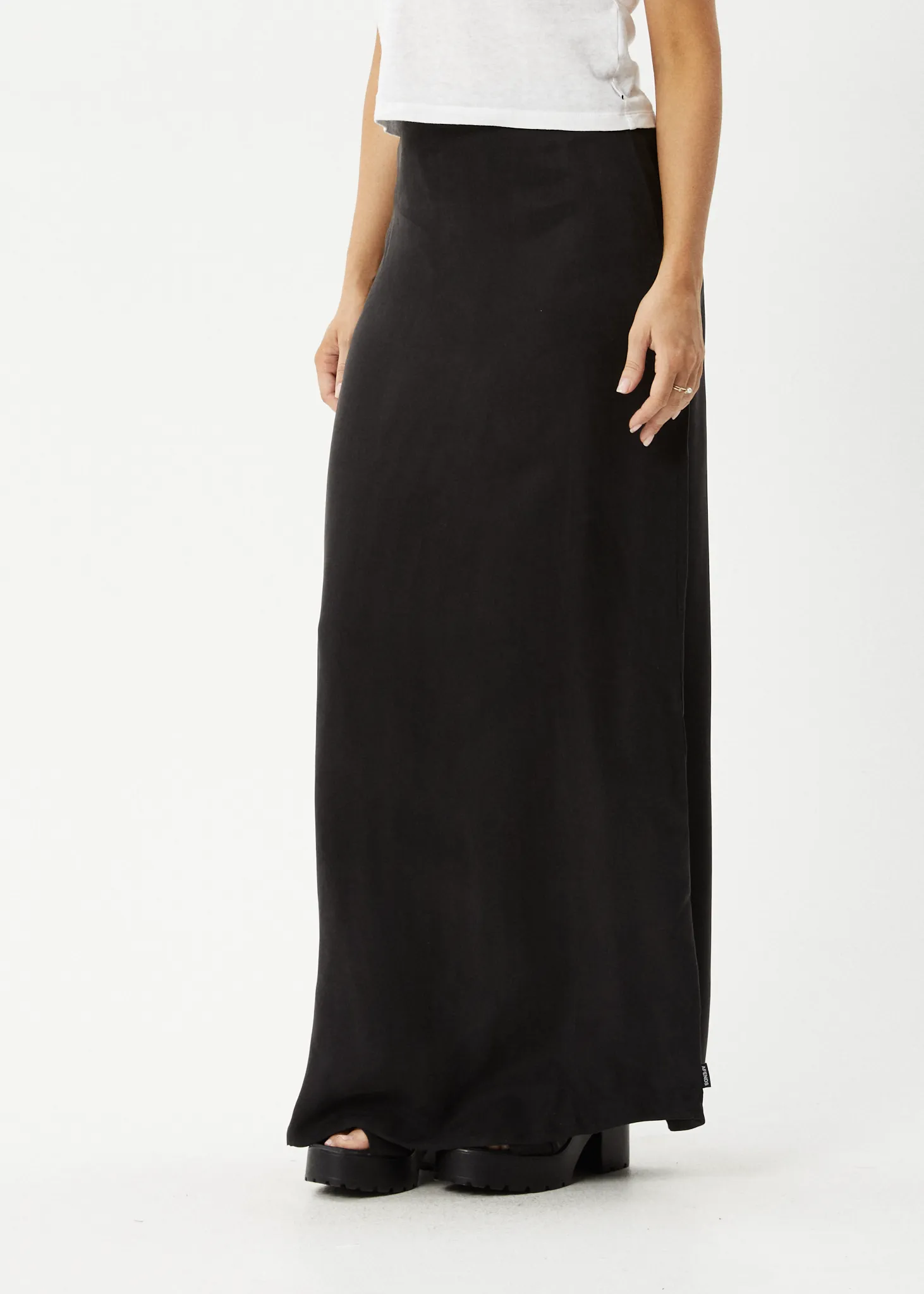 AFENDS Womens Grace - Cupro Maxi Skirt - Black