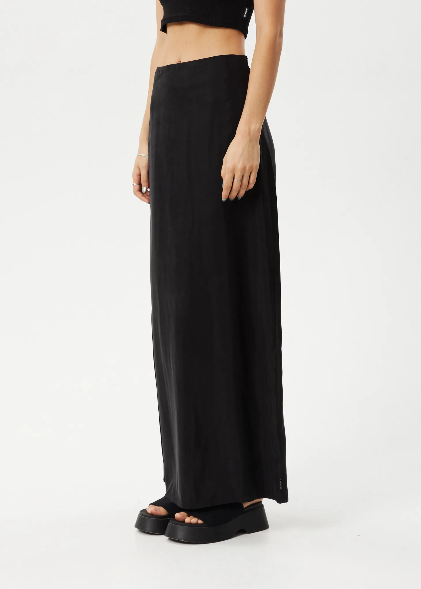 AFENDS Womens Grace - Cupro Maxi Skirt - Black