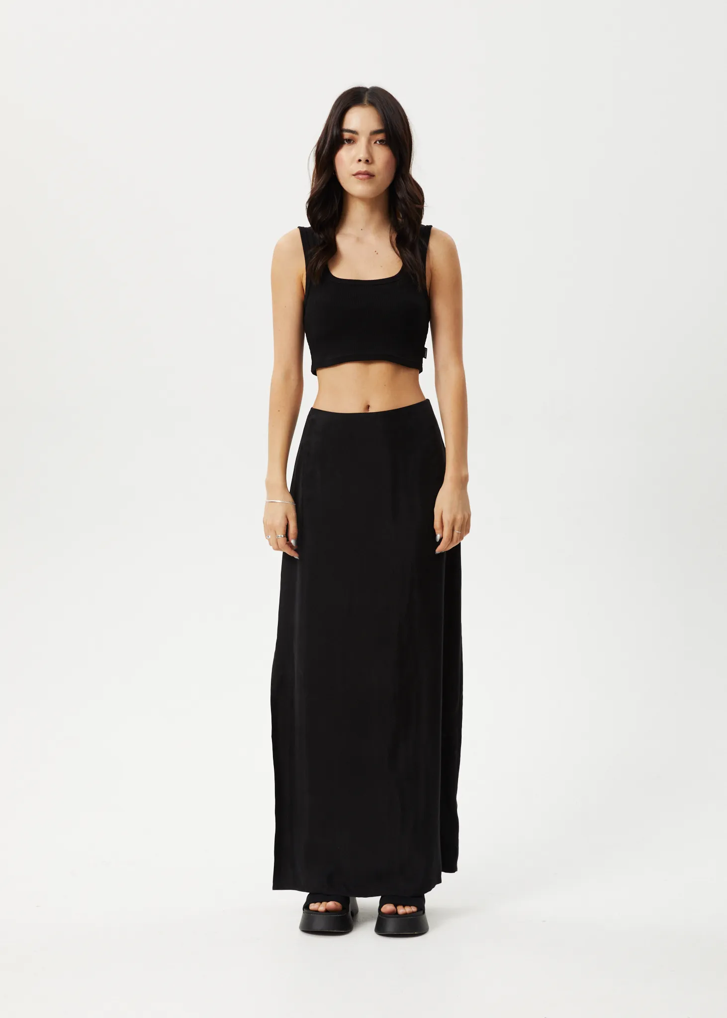 AFENDS Womens Grace - Cupro Maxi Skirt - Black