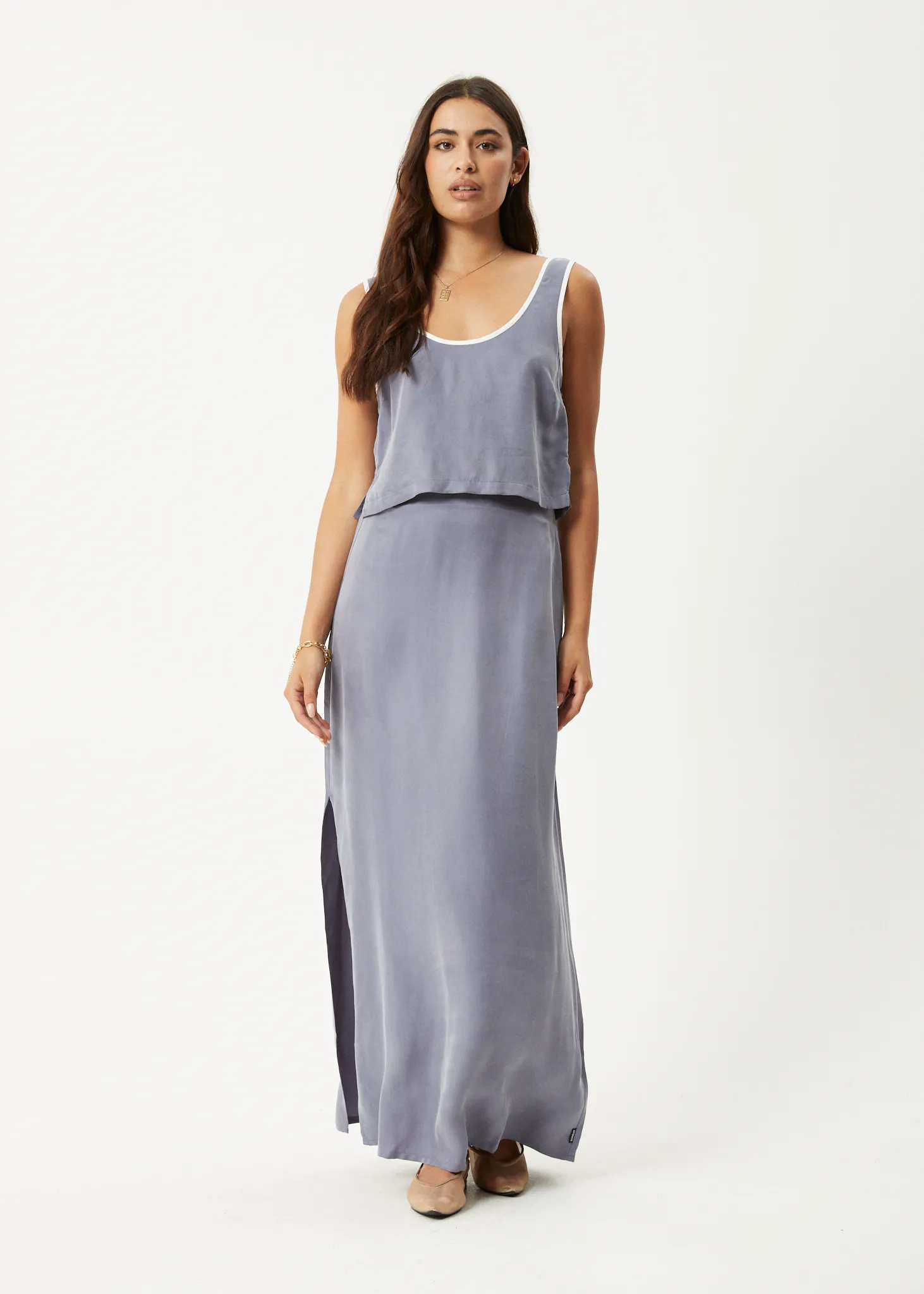 AFENDS Womens Grace - Cupro Maxi Skirt - Marlin