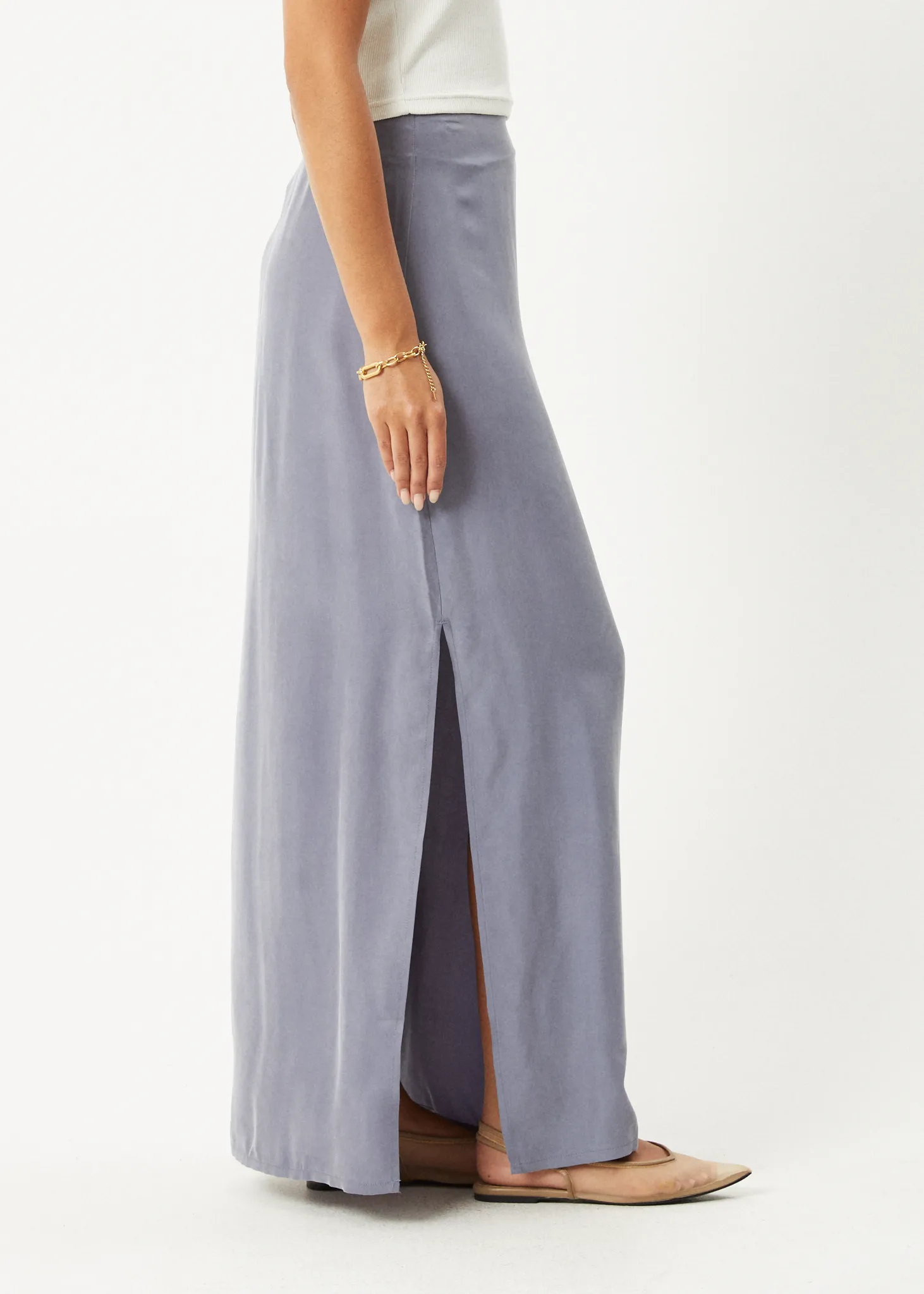 AFENDS Womens Grace - Cupro Maxi Skirt - Marlin