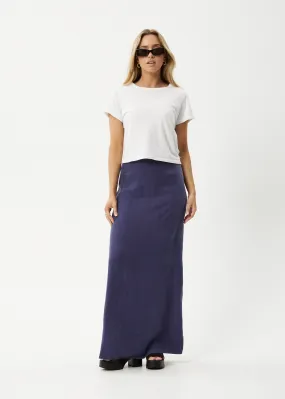 AFENDS Womens Grace - Cupro Maxi Skirt - Navy