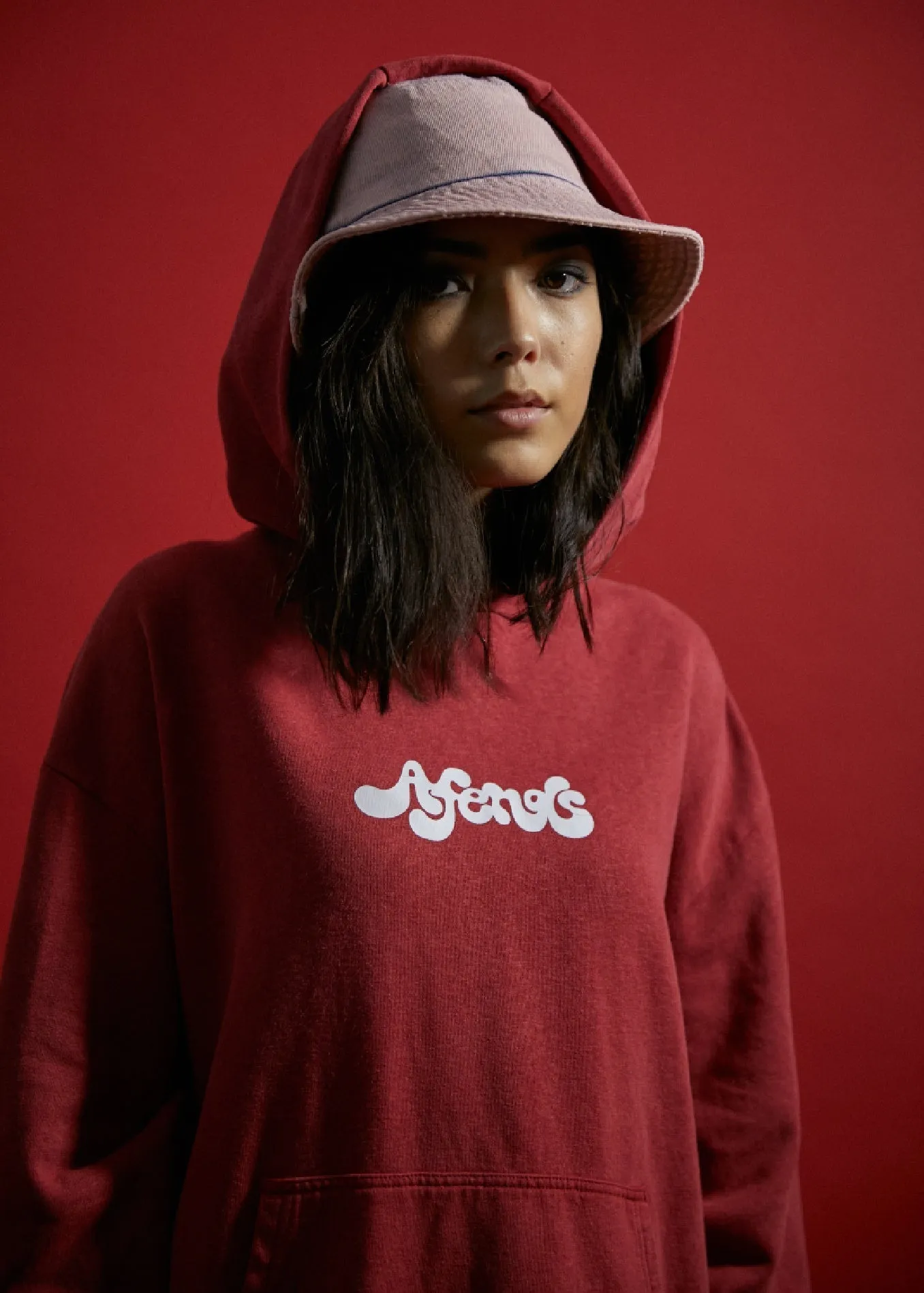 Afends Womens Grow Some - Hemp Oversized Hoodie - Deep Red