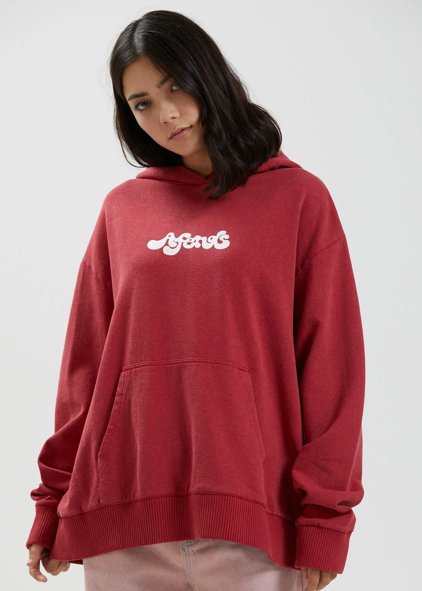 Afends Womens Grow Some - Hemp Oversized Hoodie - Deep Red