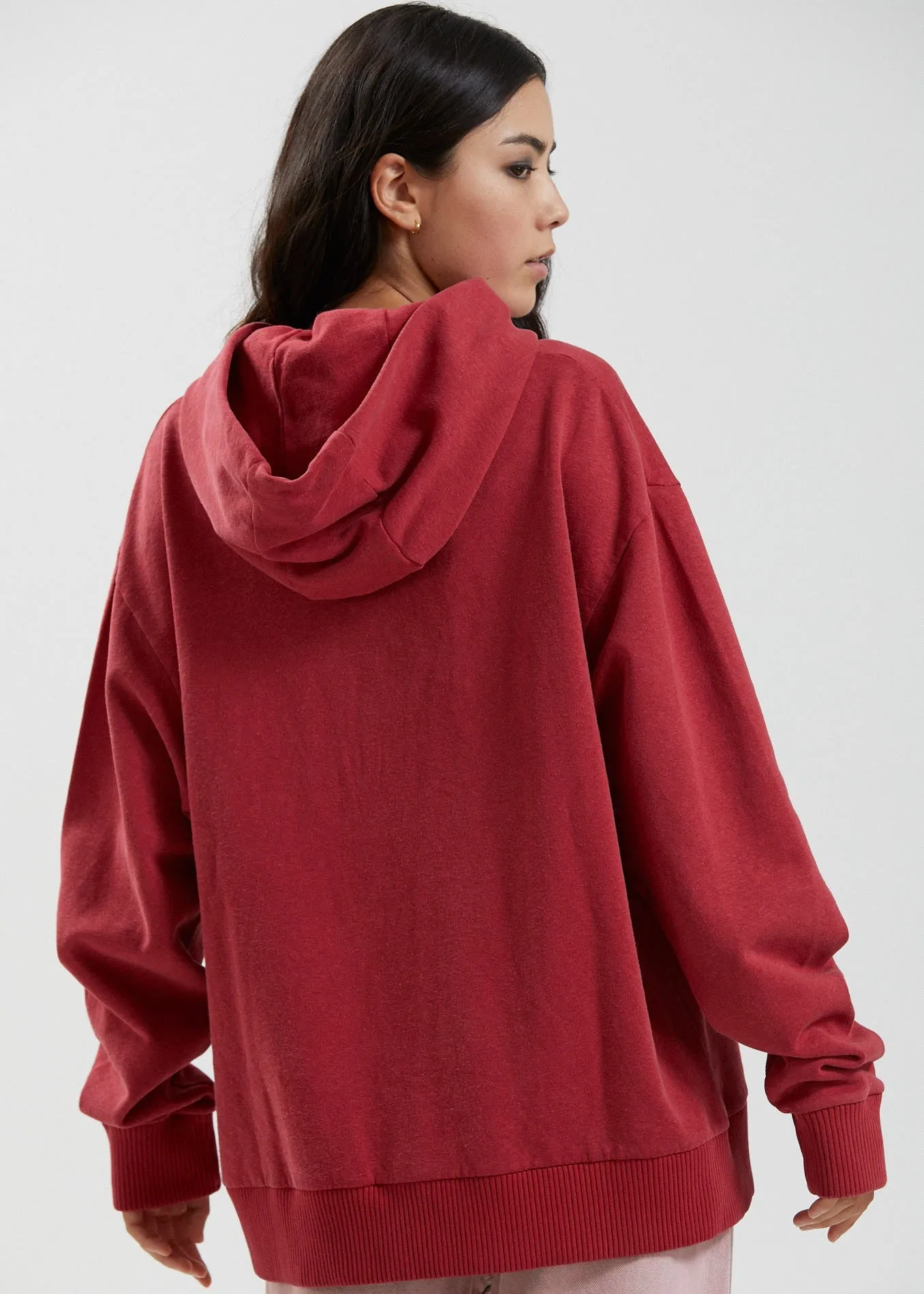 Afends Womens Grow Some - Hemp Oversized Hoodie - Deep Red