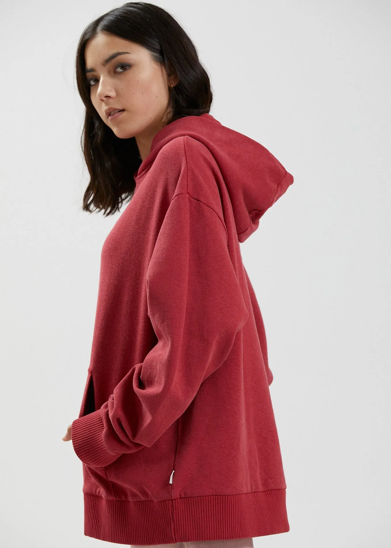 Afends Womens Grow Some - Hemp Oversized Hoodie - Deep Red