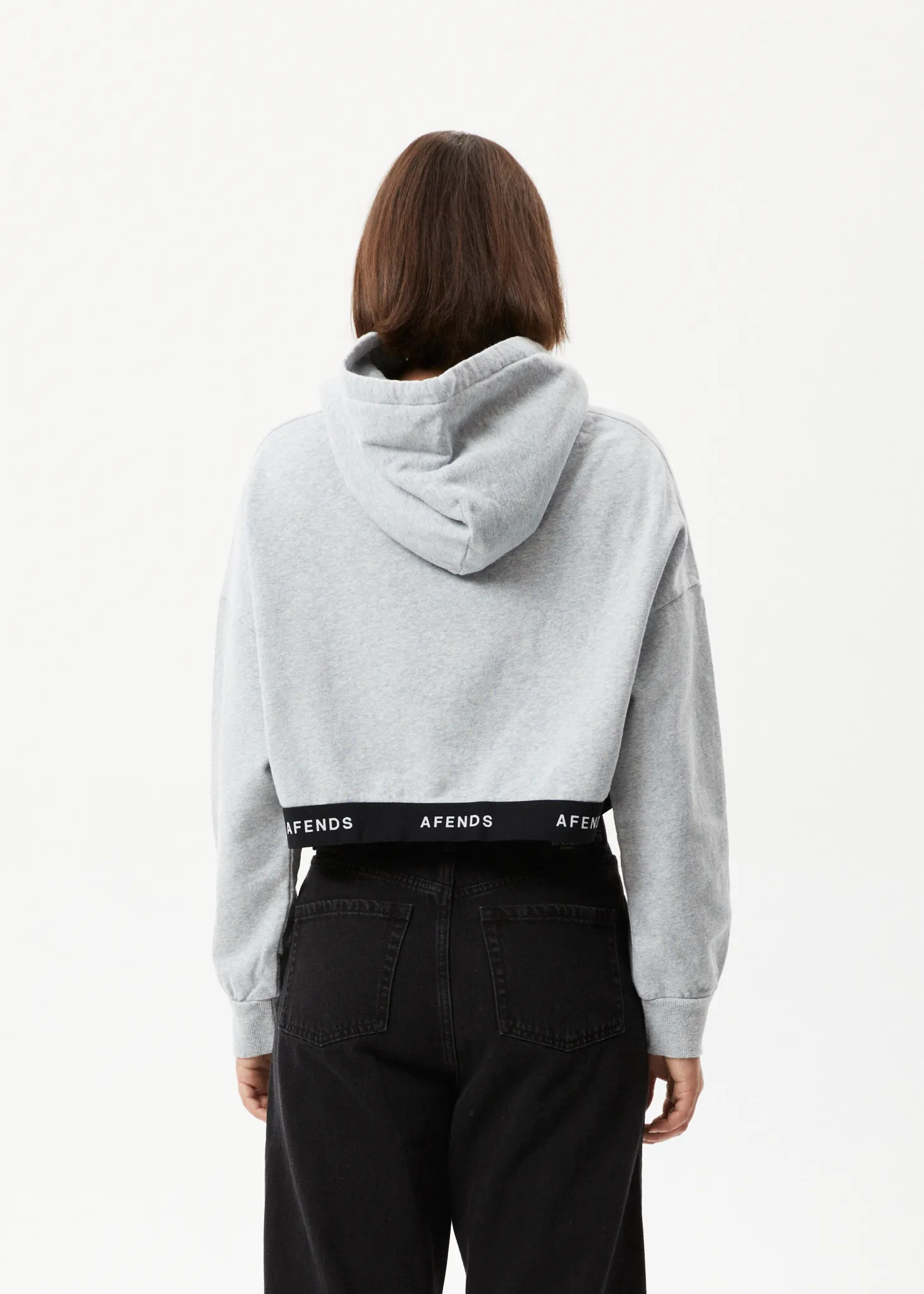 AFENDS Womens Homebase - Cropped Hoodie - Shadow Grey Marle