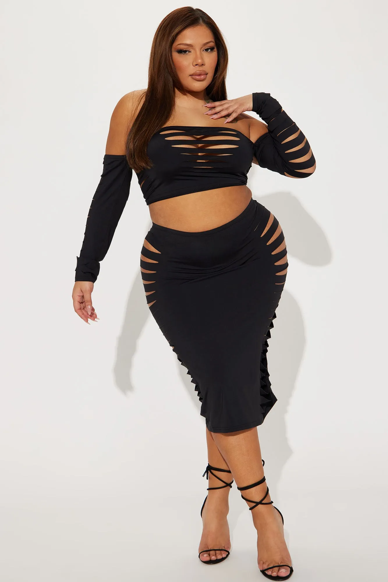 All Or Nothing Skirt Set  - Black