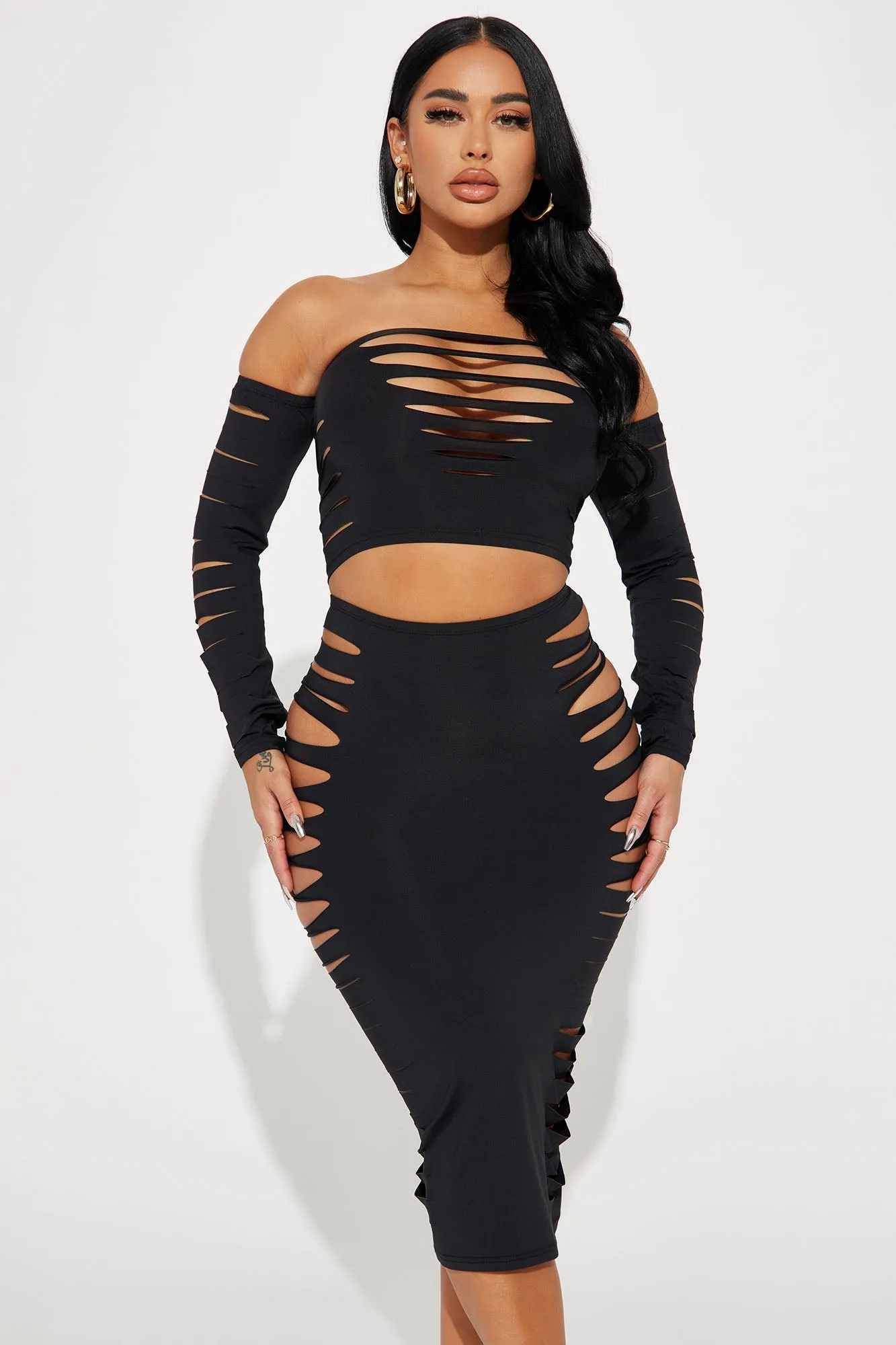 All Or Nothing Skirt Set  - Black