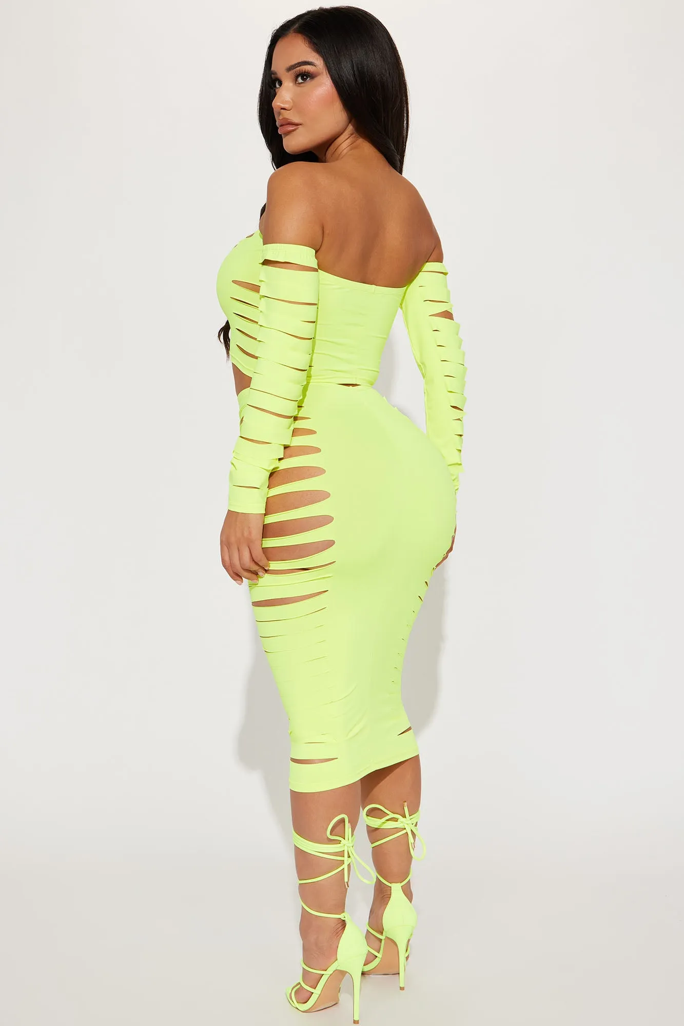 All Or Nothing Skirt Set  - Neon Yellow