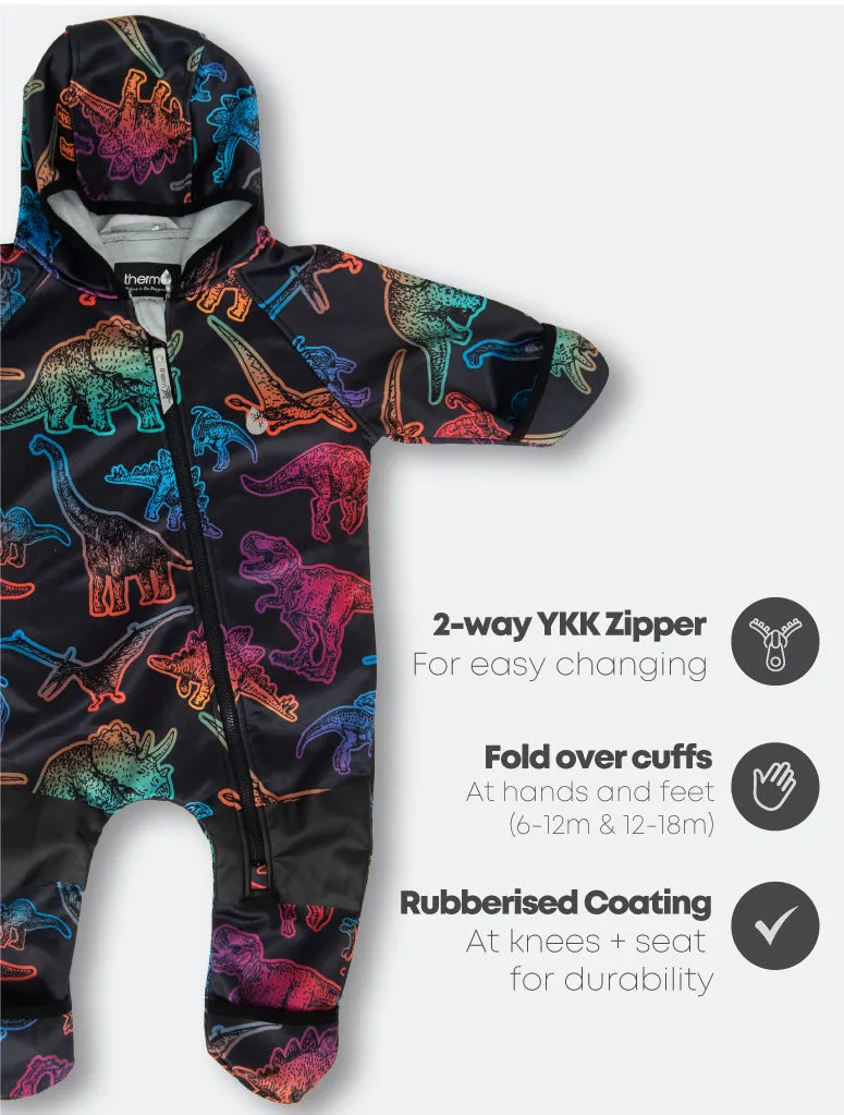 All-Weather Fleece Onesie - Neon Dino