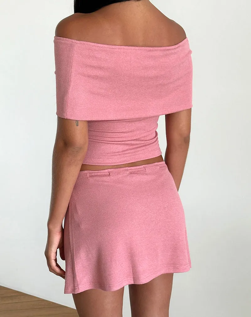 Allea Mini Skirt in Dusky Pink Sheer Knit