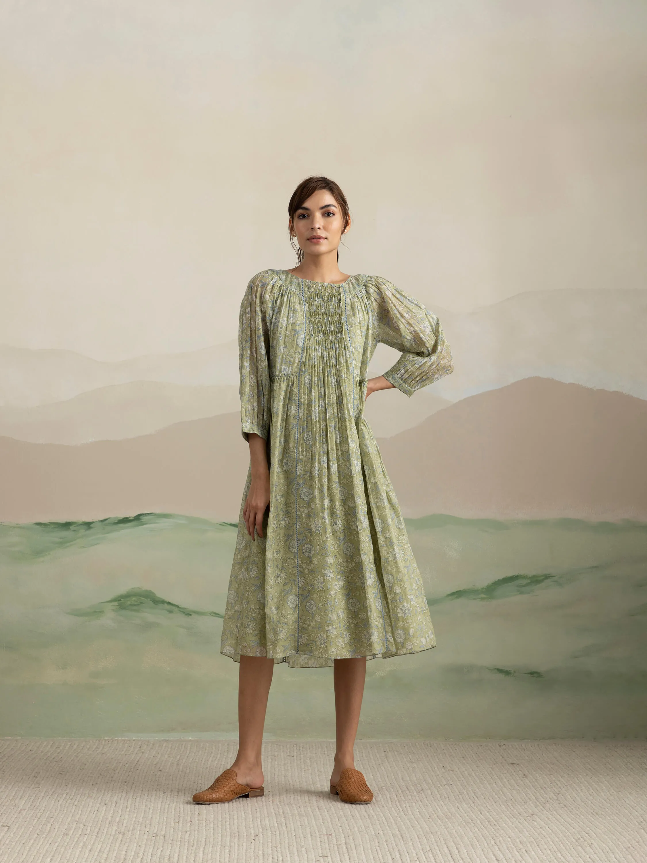 Aloe Chintz Midi Dress