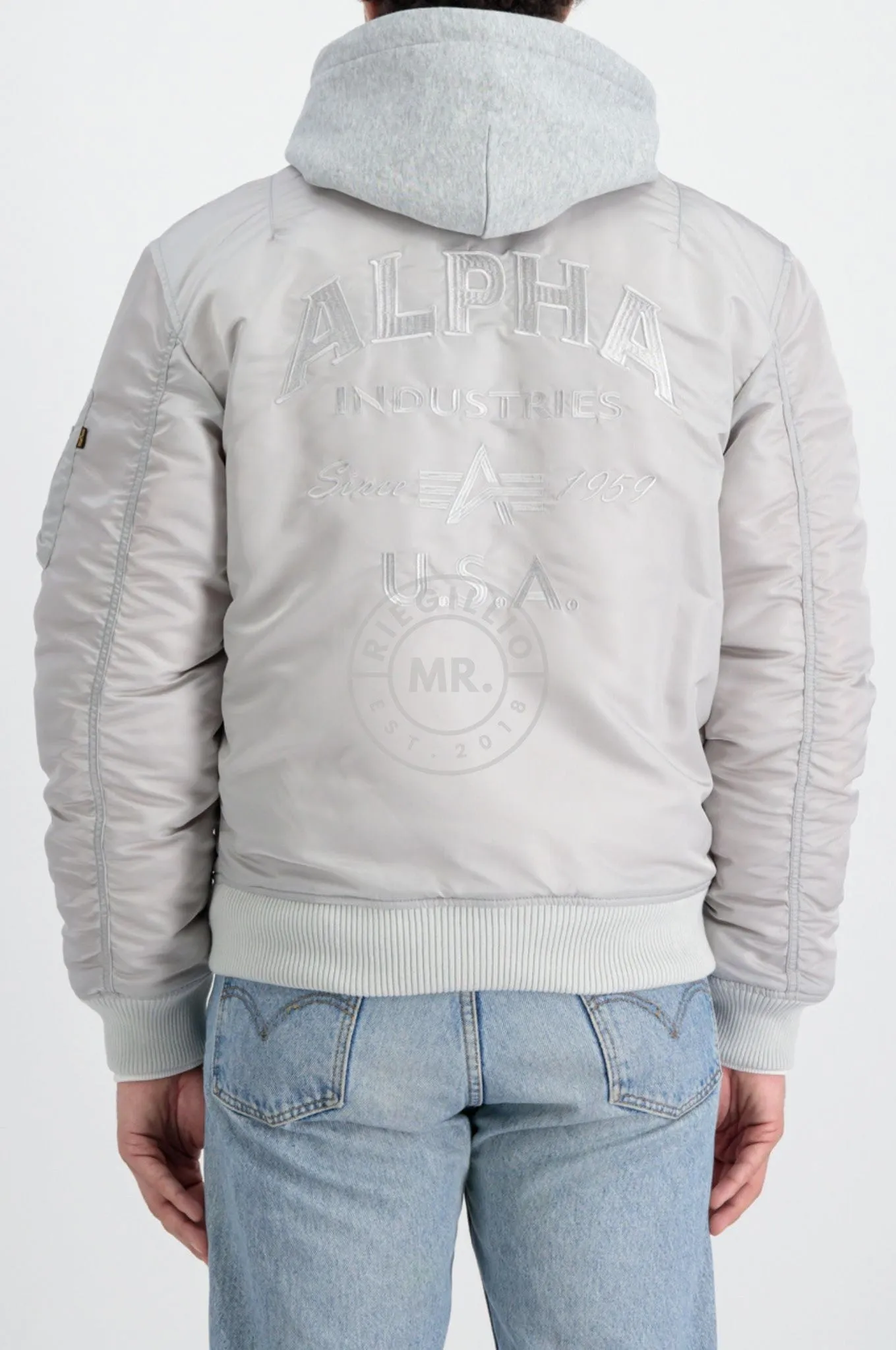 Alpha Industries MA-1 ZH Back EMB Jacket - Pastel Grey