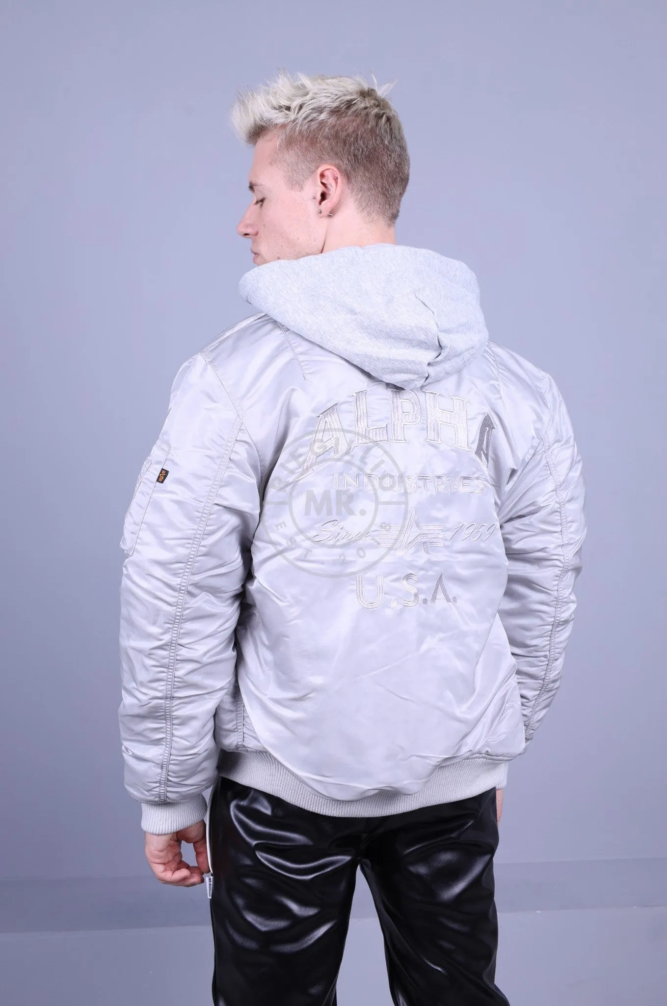 Alpha Industries MA-1 ZH Back EMB Jacket - Pastel Grey