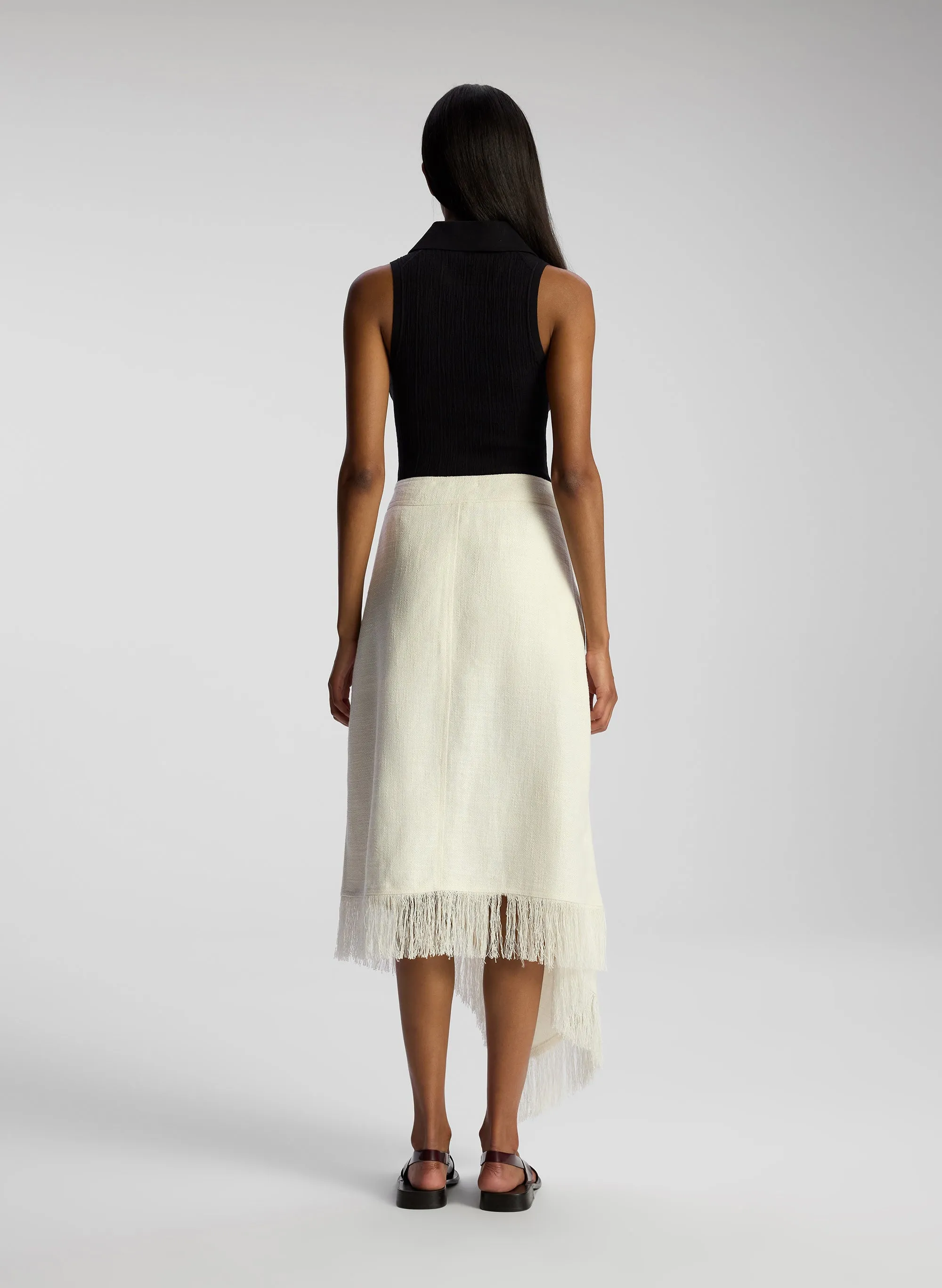 Amelie Fringe Wrap Midi Skirt