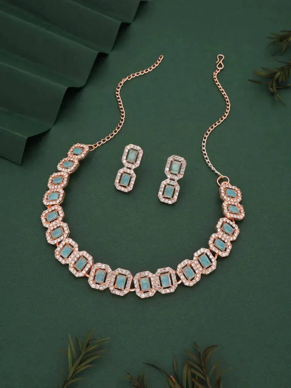 American Diamond Blue Jewellery Set