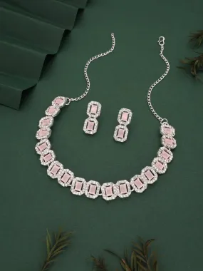 American Diamond Pink Jewellery Set