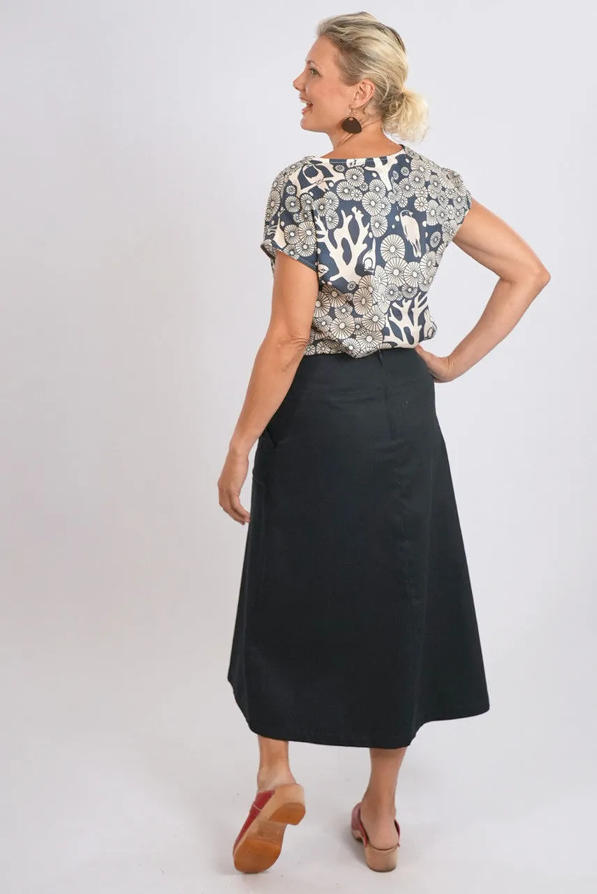 Amy Skirt Midi Ink Navy