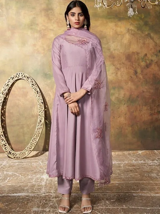 Anarkali Kurta & Trousers With Dupatta