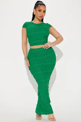 Anissa Textured Skirt Set - Kelly Green