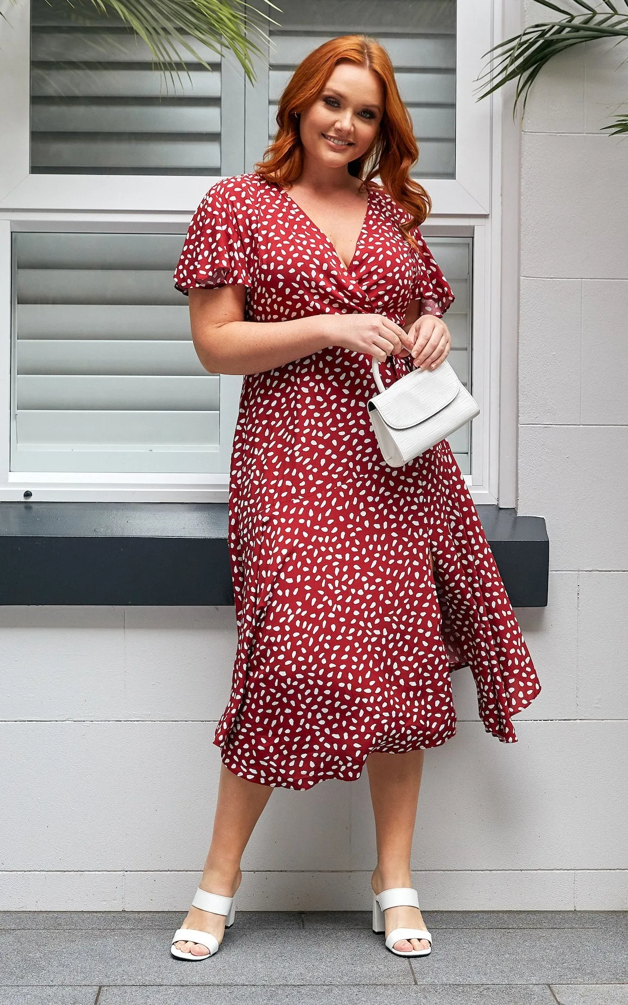 Annalise Dress - Burgundy Spots