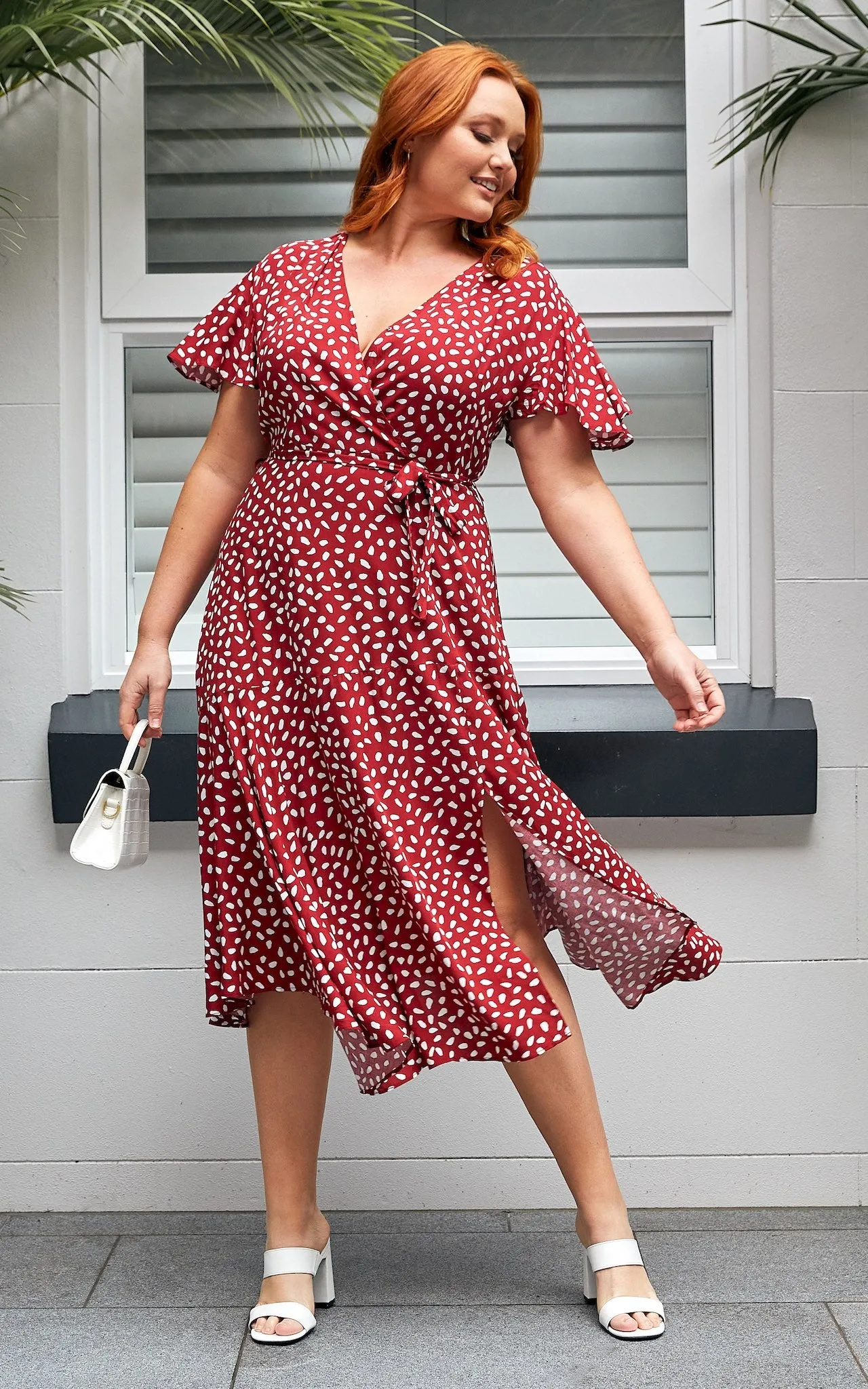 Annalise Dress - Burgundy Spots