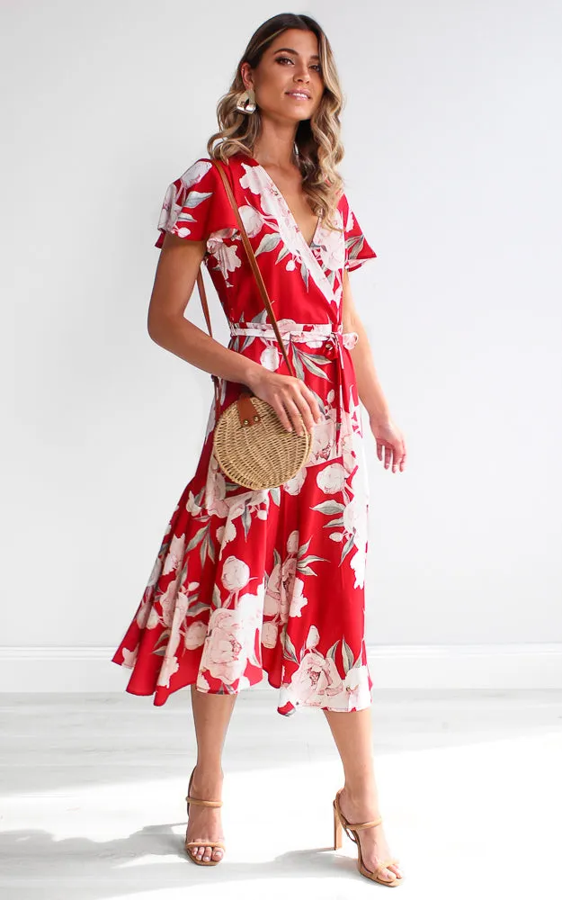 Annalise Dress - Red Floral